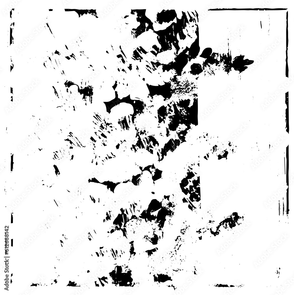 Naklejka premium Black and white grunge. Abstract monochrome vector texture. Dirty chaotic pattern of scratches, cracks, stains. Surreal background