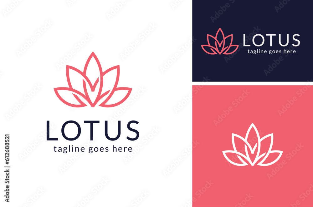 Simple Lotus Floral Leaves with Human. Beauty Flower Leaf for Spa Cosmetic Therapy Skin Care logo design