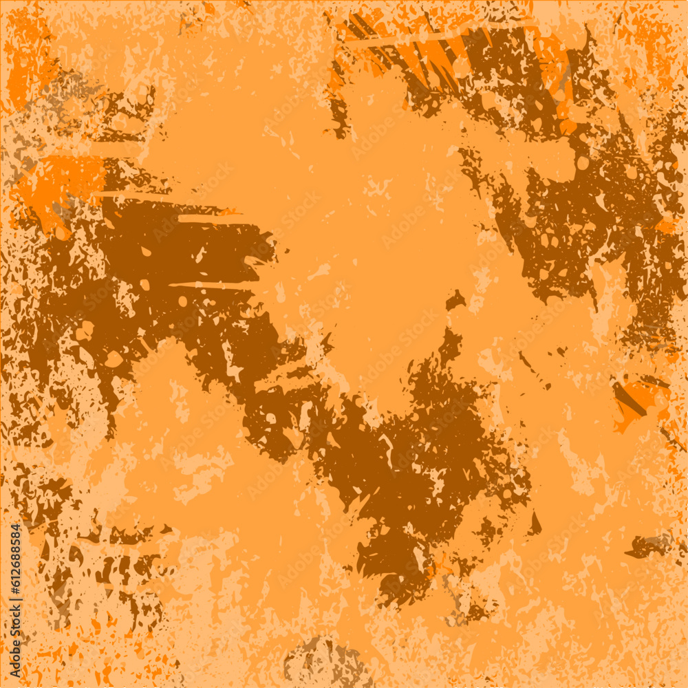 Orange grunge background. Abstract texture in scratches, scuffs. Vector chaotic illustration