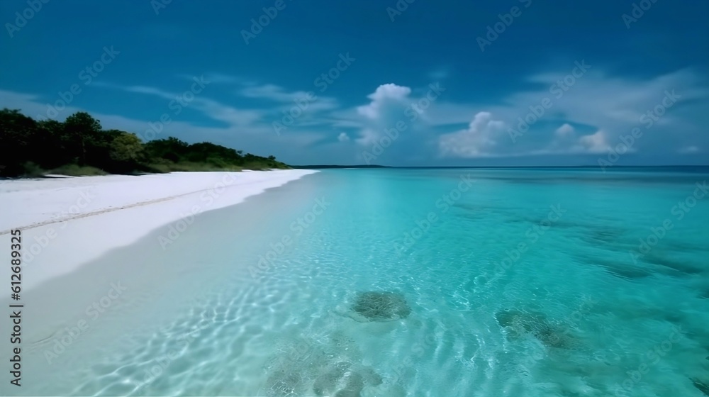 beach with sky and clouds, generative AI 