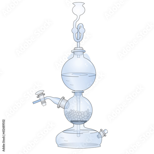 2D vector illustration of Kipp apparatus isolated on white background