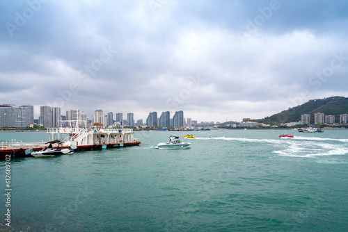 Skyline of the waterfront in Hainan, China