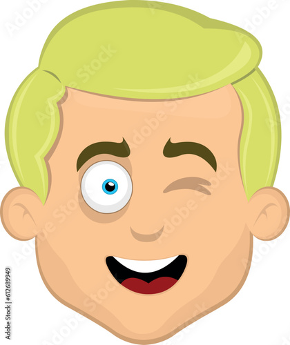vector illustration man cartoon blonde blue eyes winking