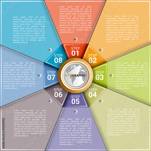 infographic design for business success requires eight steps and elements. design template for timeline infographics. Diagrams, flowcharts, and business activities.