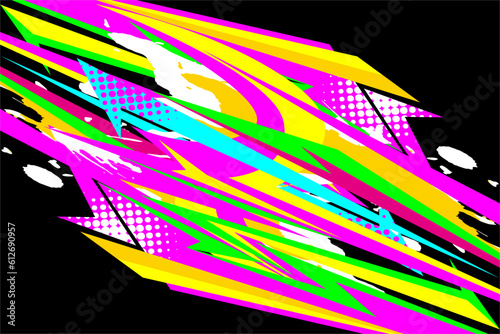 abstract racing background vector design with a unique line pattern and with a mix of bright colors and splash effects, looks good, perfect for your wrapping design