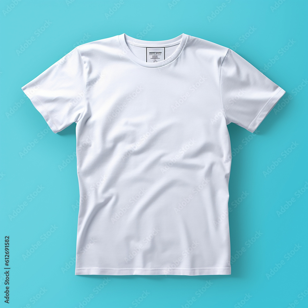 White t shirt mockup on blue background ai generated White t shirt mockup on blue background ai generated