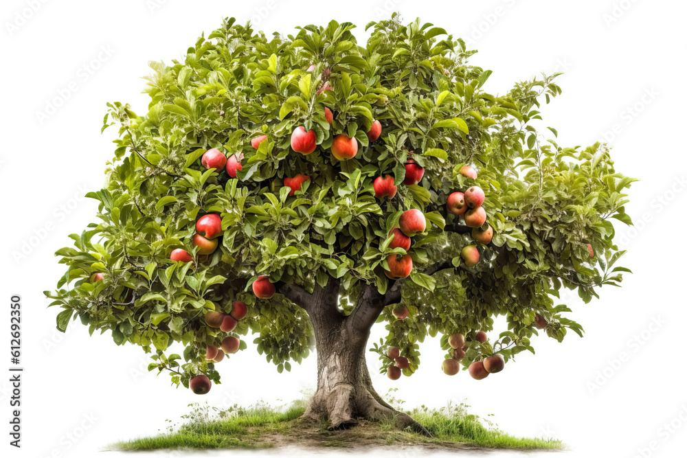 apple tree white background ,tree isolated on white background Stock