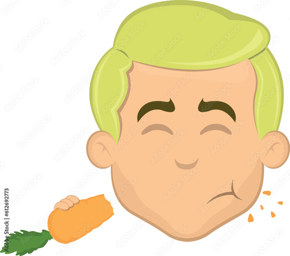 vector illustration face blonde man cartoon eating a carrot