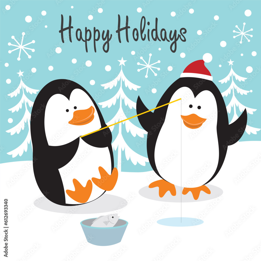 Fototapeta premium penguins on the snow