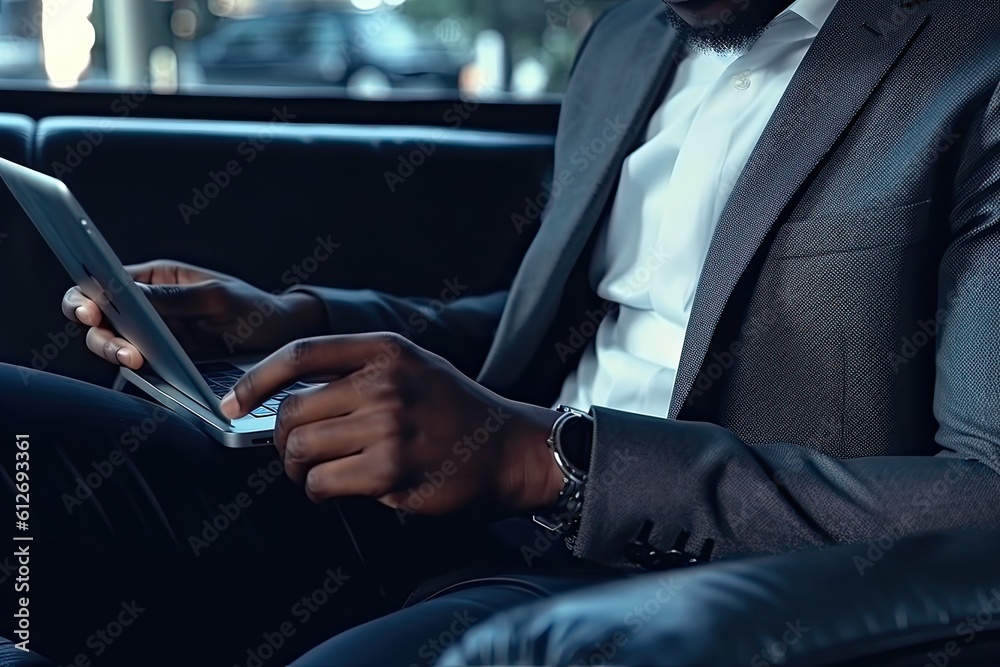 young businessman using a digital tablet while sitting in the office