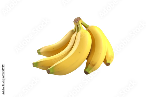 Vibrant 3D Banana Illustration: Isolated and Rendered on a Transparent Background, Generative Ai