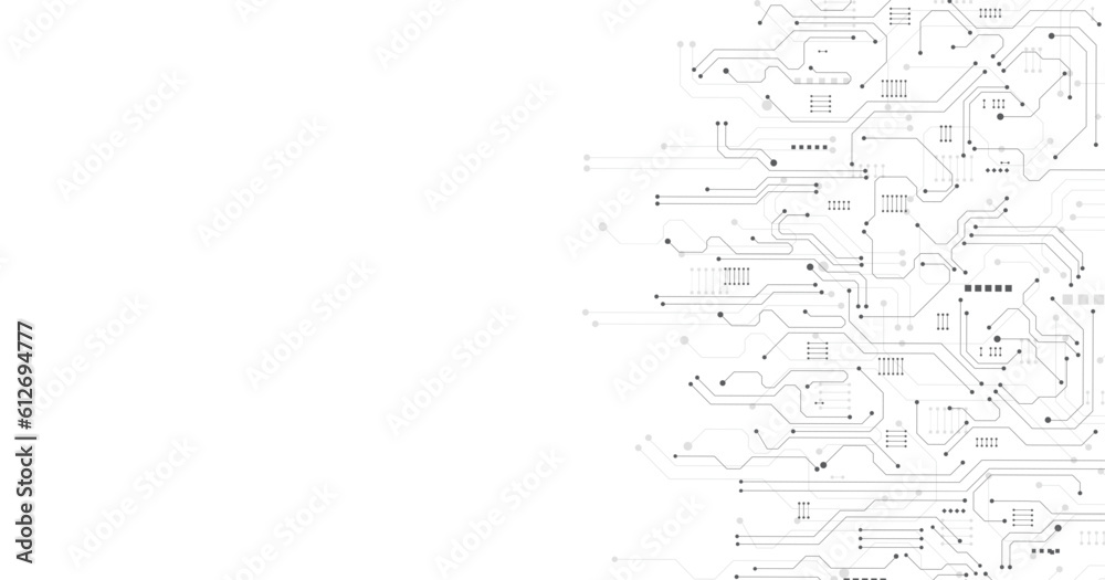 Vector Coonection Circuit Black circuit diagram on white background. High-tech circuit board ...