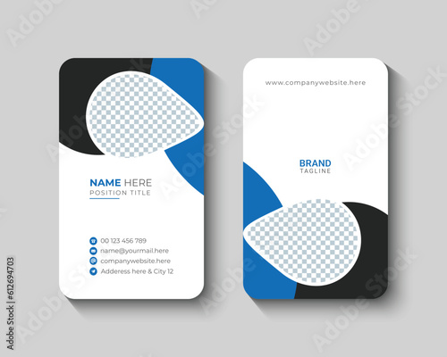 Creative and corporate vertical rounded business card design template