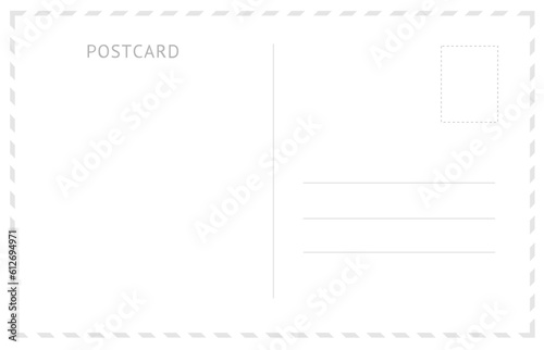 Envelope Postcard Template with Place for Message and Mail Stamp. Vector illustration of Design of Blank Post Card