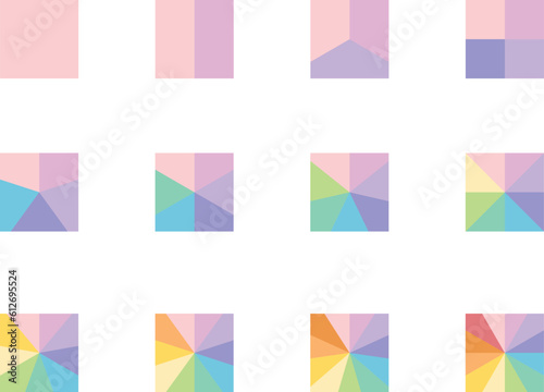 12 square chart parts. square 1 to 12 sections Percent graph, diagram statistic wheel. Slice vector graphic elements	