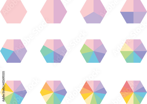 12 Polygon chart parts. polygon 1 to 12 sections Percent graph, diagram statistic wheel. Slice vector graphic elements	