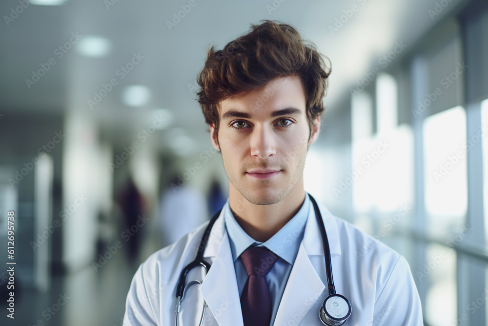 Illustration of young male doctor in hospital Illustration of young male doctor in hospital