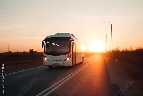 "A sleek white tourist bus cruises down a suburban street on a sunny day."