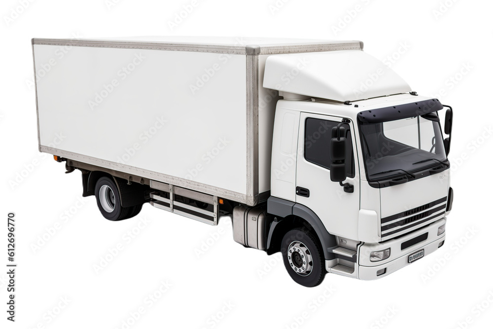 White truck isolated on no background