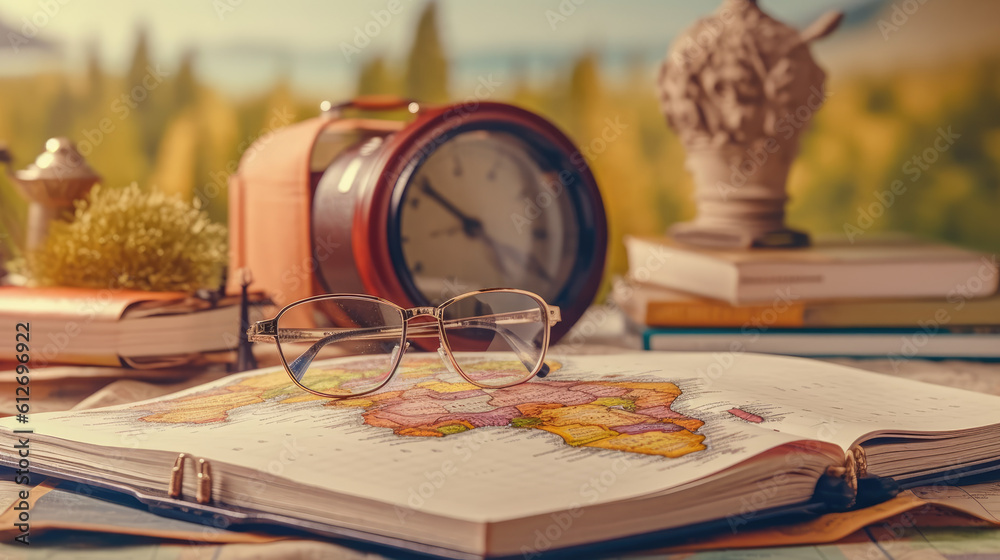 Travel planning concept on map. Generative AI Travel planning concept on map. Generative AI