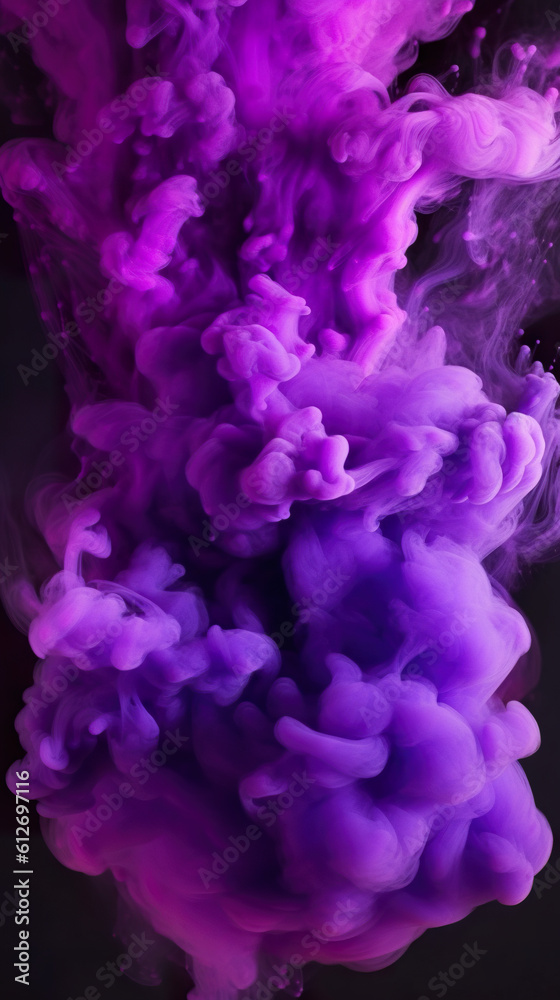 A close up of a purple substance in water. Generative AI. A close up of a purple substance in water. Generative AI.
