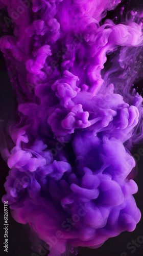 A close up of a purple substance in water. Generative AI.