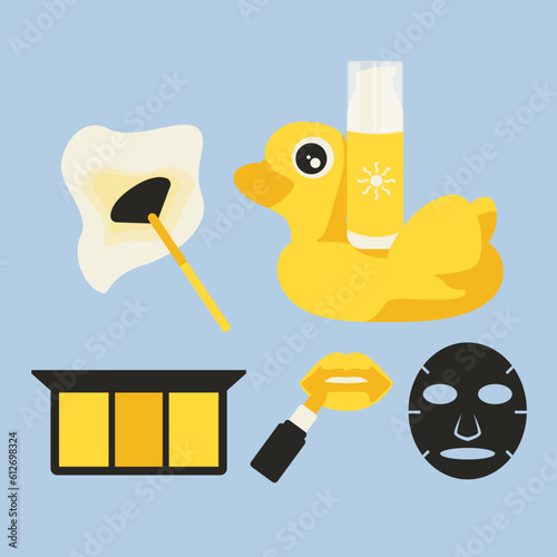 Set Collection Beauty & Healthy Icon With Blue Background
