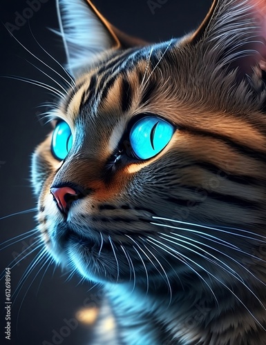 Close-up portrait of a cute cat Generative AI technology