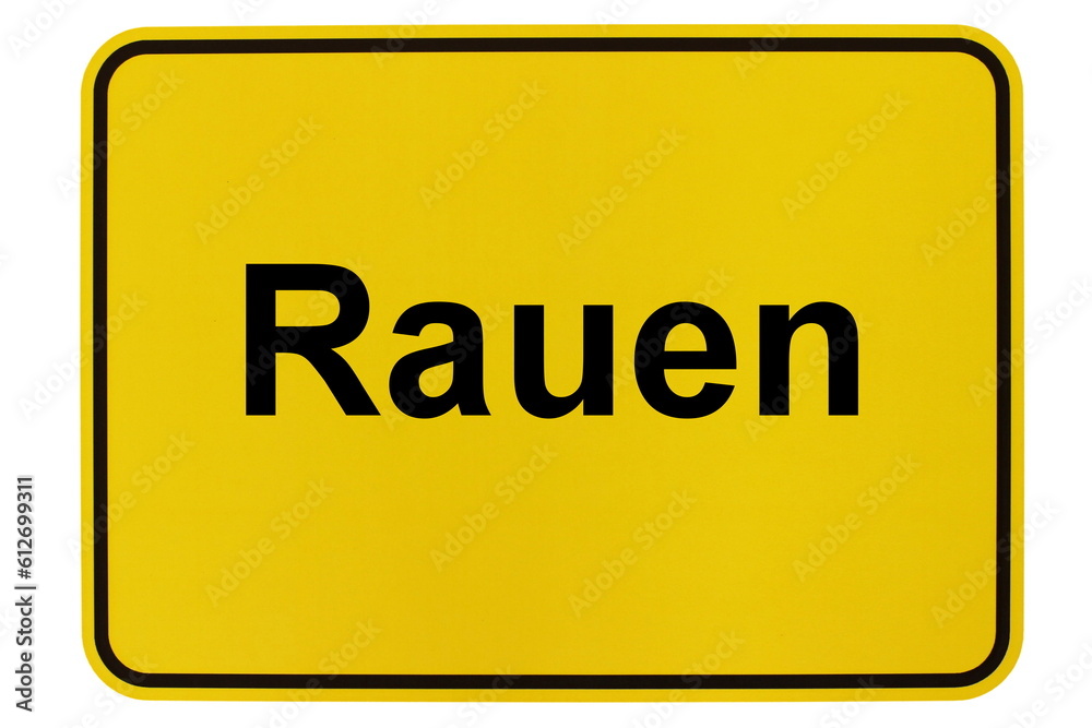 Illustration eines Ortsschildes der Gemeinde Rauen in Brandenburg Illustration eines Ortsschildes der Gemeinde Rauen in Brandenburg