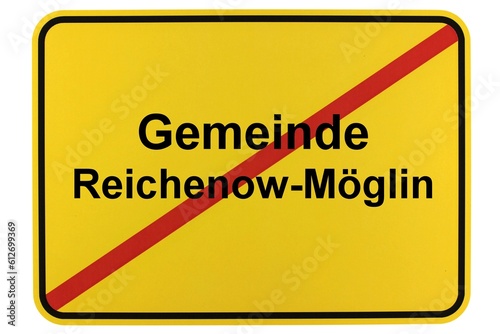 Illustration eines Ortsschildes der Gemeinde Reichenow-Möglin in Brandenburg photo