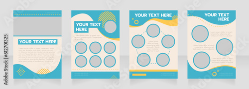 Blue and grey wavy blank brochure layout design. Project info. Vertical poster template set with empty copy space for text. Premade corporate reports collection. Editable flyer paper pages