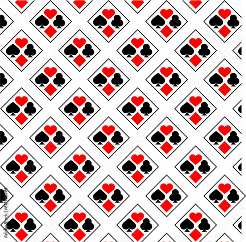 Seamless diagonal poker pattern. Vector illustration. Print for fabrics, paper, packaging, covers, backgrounds.