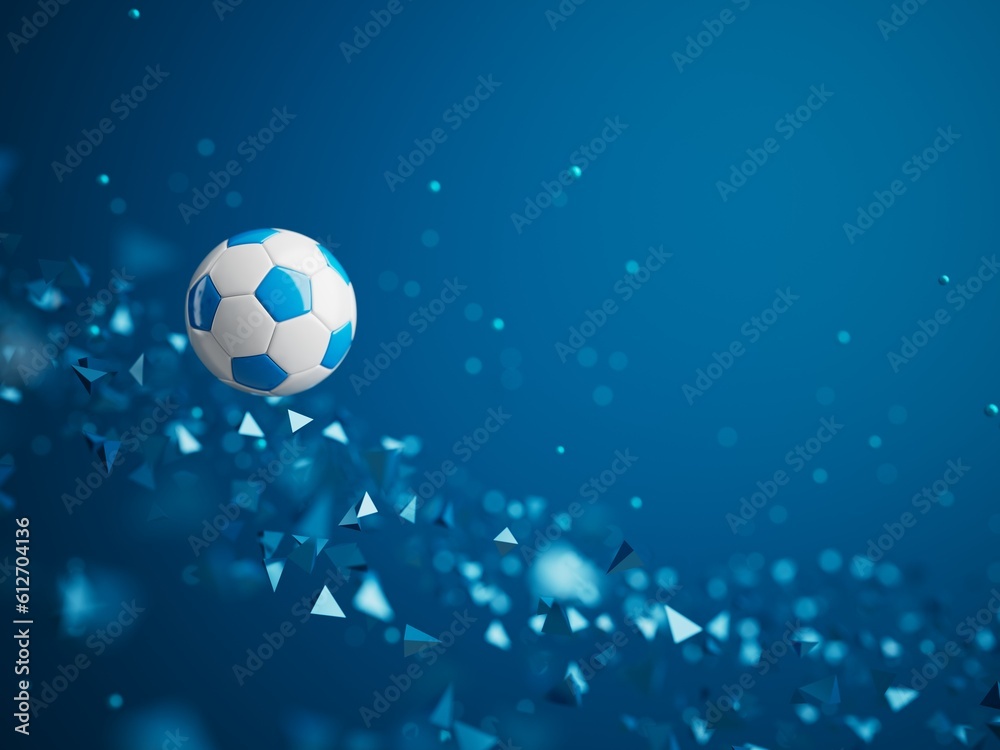 Fototapeta premium football ball 3d object. 3d illustration. graphic background element. sport abstract backdrop. soccer render design competition concept art. digital technology element beautiful lighting ground empty