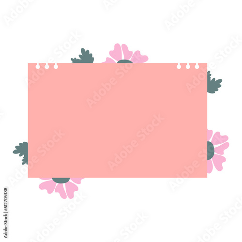 Cute Memo Notebook paper frame for text. Planner sticker element sticky. Flat vector illustration. Cute Notes memo planner page.