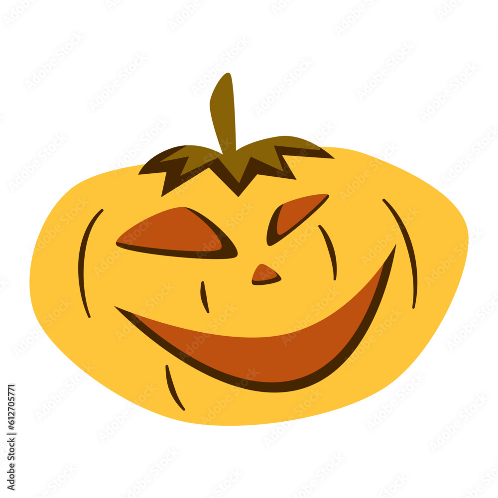 Fototapeta premium Retro Groovy Halloween pumpkin. Trippy retro spooky elements. Groovy boho vector illustration. Autumn october holiday.