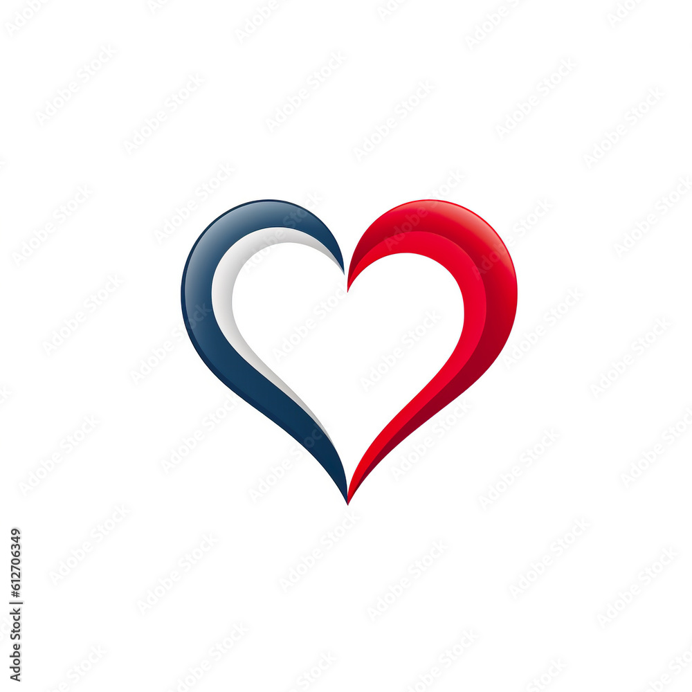 A red white and blue heart logo. Generative AI.