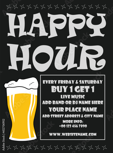 happy hour beer night flyer poster or  social media post design