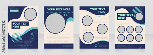 Nautical info dark blue blank brochure layout design. Marine service. Vertical poster template set with empty copy space for text. Premade corporate reports collection. Editable flyer paper pages