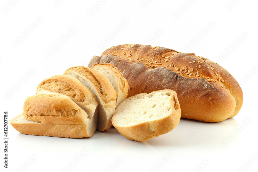 bread on white background ,Bread close-ups, food close-ups, food photography