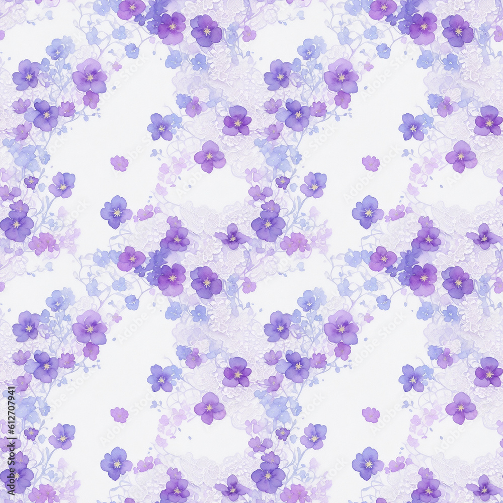 seamless texture with watercolor flowers
