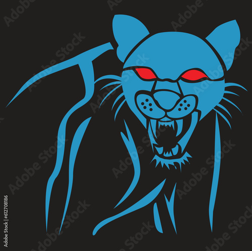 Panther illustration. panther logo ,art, icon , symbol, panther line art colours vector. graphic vector