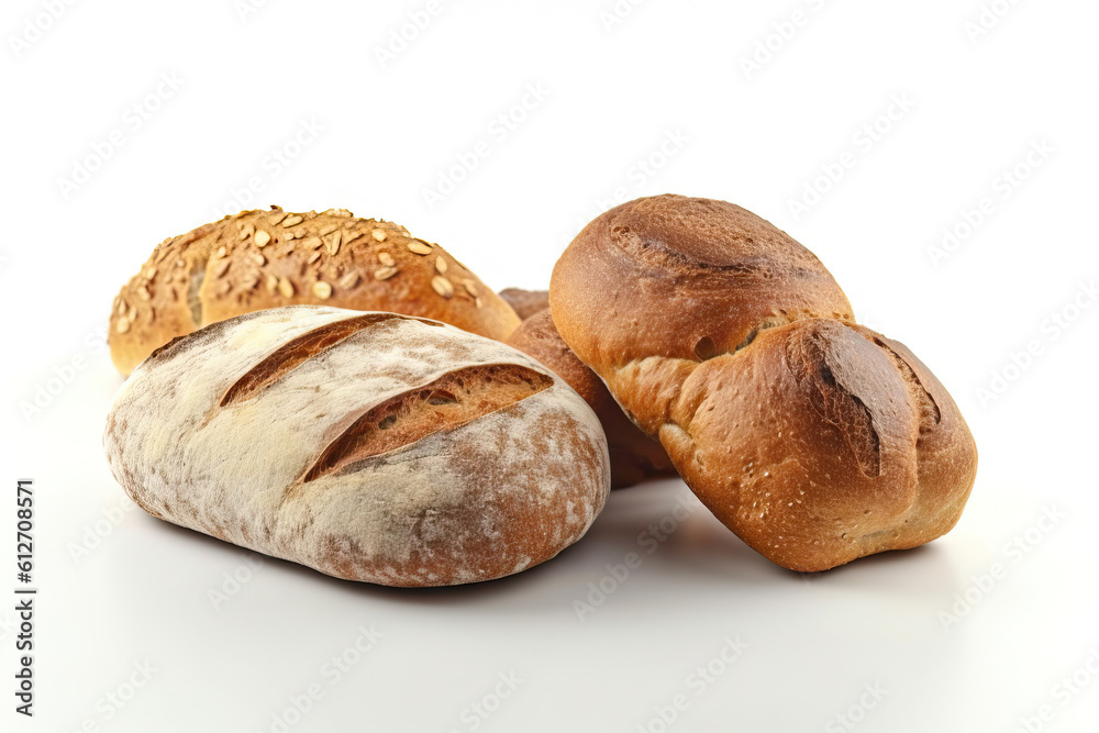 bread on white background ,Bread close-ups, food close-ups, food photography