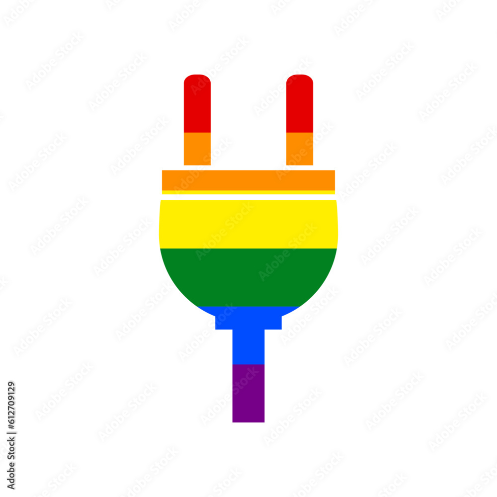 Socket sign illustration. Rainbow gay LGBT rights colored Icon at white Background. Illustration. Socket sign illustration. Rainbow gay LGBT rights colored Icon at white Background. Illustration.