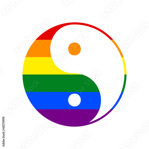 Free Download Ying yang symbol of harmony and balance. Rainbow gay LGBT rights colored Icon at white Background. Illustration. - GFXLoad