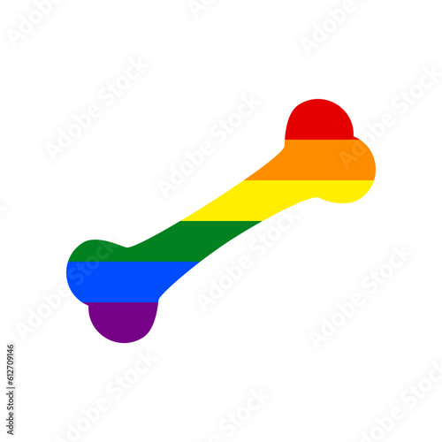 Bone sign illustration. Rainbow gay LGBT rights colored Icon at white Background. Illustration.