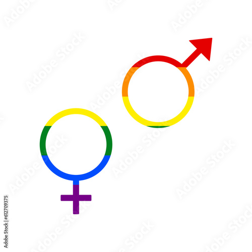 Sex symbol sign. Rainbow gay LGBT rights colored Icon at white Background. Illustration.