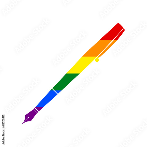 Pen sign illustration. Rainbow gay LGBT rights colored Icon at white Background. Illustration.