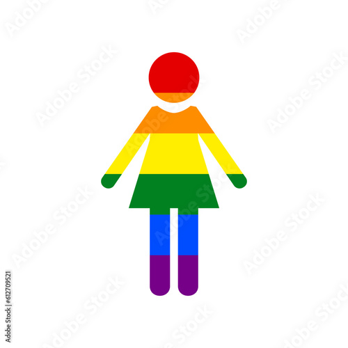 Woman sign illustration. Rainbow gay LGBT rights colored Icon at white Background. Illustration.