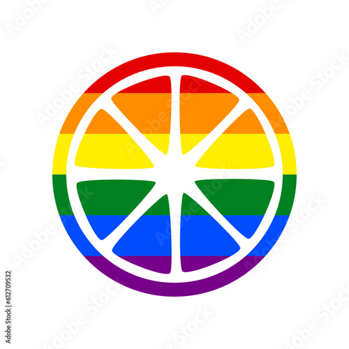 Fruits lemon sign. Rainbow gay LGBT rights colored Icon at white Background. Illustration.