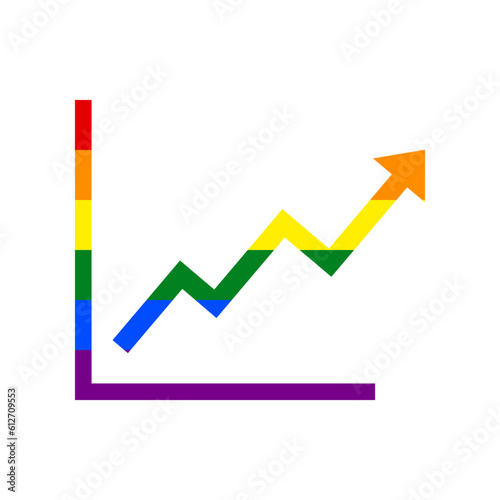 Growing bars graphic sign. Rainbow gay LGBT rights colored Icon at white Background. Illustration.